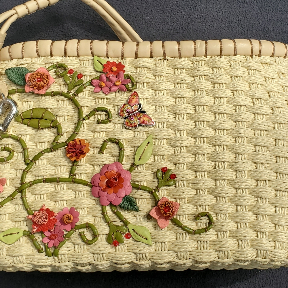 Brighton Women's Woven Floral Shoulder Bag - Cream and Pink - Picture 2 of 3